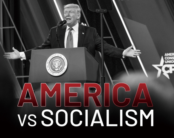 미국의 보수진영은 올해“ America vs. Socialism”이라는 구호를 내세우고 있다. / 미 보수주의 연합